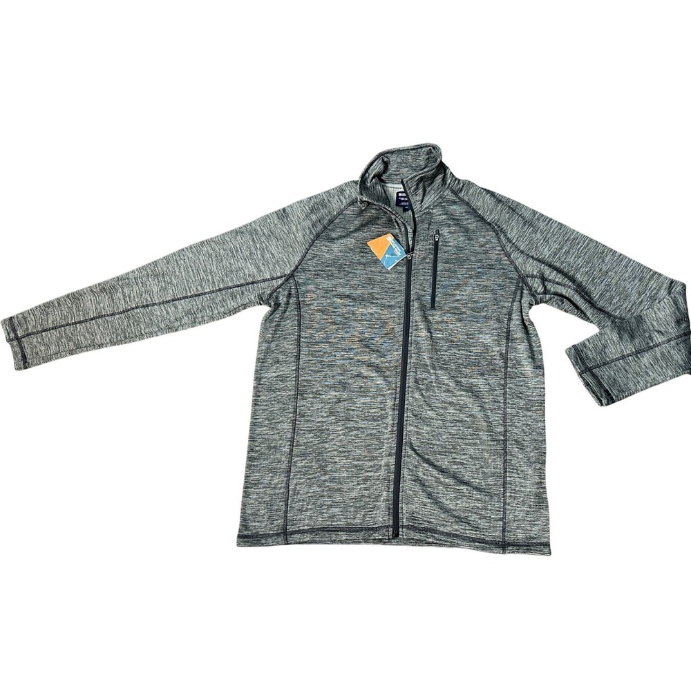 NWT Mountain Warehouse Full Zip Fleece Jacket Space Dye Gray Waffle Grid Large